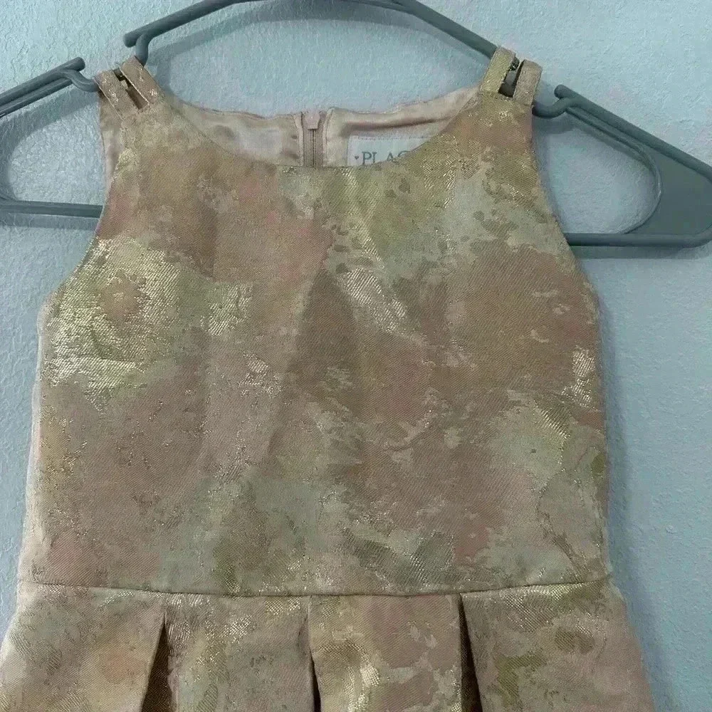 The Childrens Place Gold Metallic Brocade Dress Size 4 Girls Special Occasion